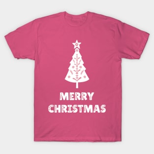 Scandinavian Christmas Tree Pink & White T-Shirt